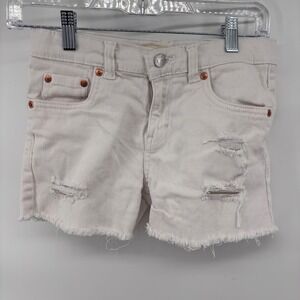 Levis Girls Girlfriend Denim Shorts Size 12 Distressed‎ White Frayed Hem